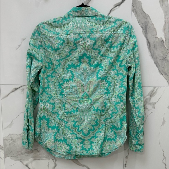 J. Crew Collection Mint Paisley Button Down Long-Sleeve Shirt - Picture 6 of 7